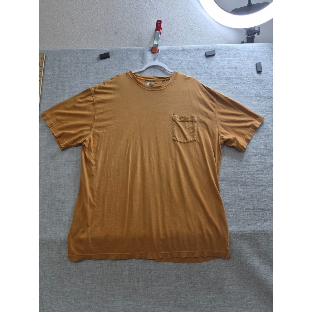 L.L. Bean Carefree Unshrinkable T Shirt Mens 2XLT Peach Cotton Traditional Fit